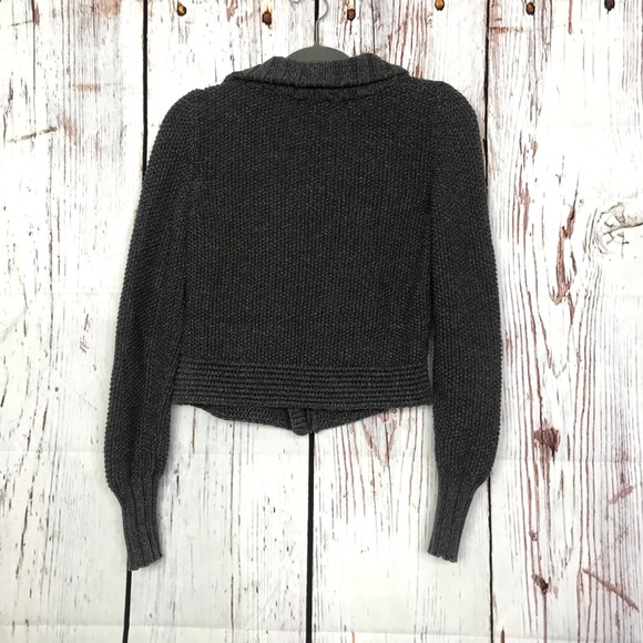 DNKY Jeans marled mix knitted asymmetrical zip up crop sweater cardigan - Picture 2 of 8